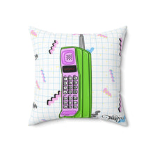 Load image into Gallery viewer, 80's Retro Cordless Phone Spun Polyester Square Pillow
