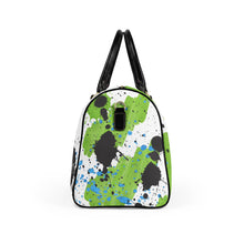 Load image into Gallery viewer, Vegan Leather Travel Bag — Kawaii Goth Tootsie Doll Print Duffel