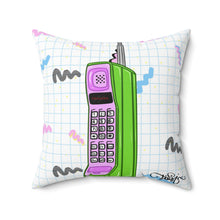 Load image into Gallery viewer, 80's Retro Cordless Phone Spun Polyester Square Pillow