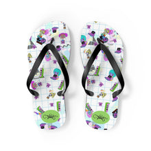 Load image into Gallery viewer, 80's BBs All Over Print White Flip Flops
