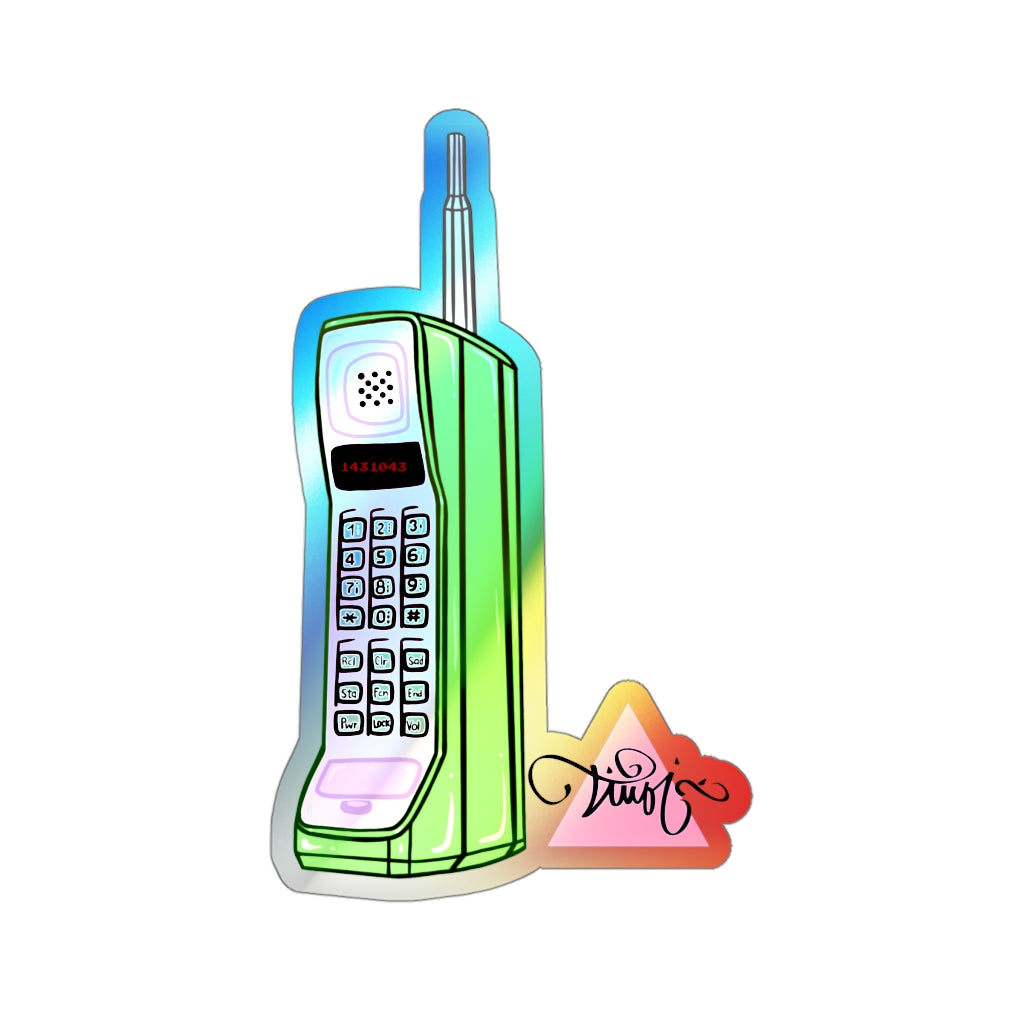 80's Cordless Phone Holographic Die-cut Stickers