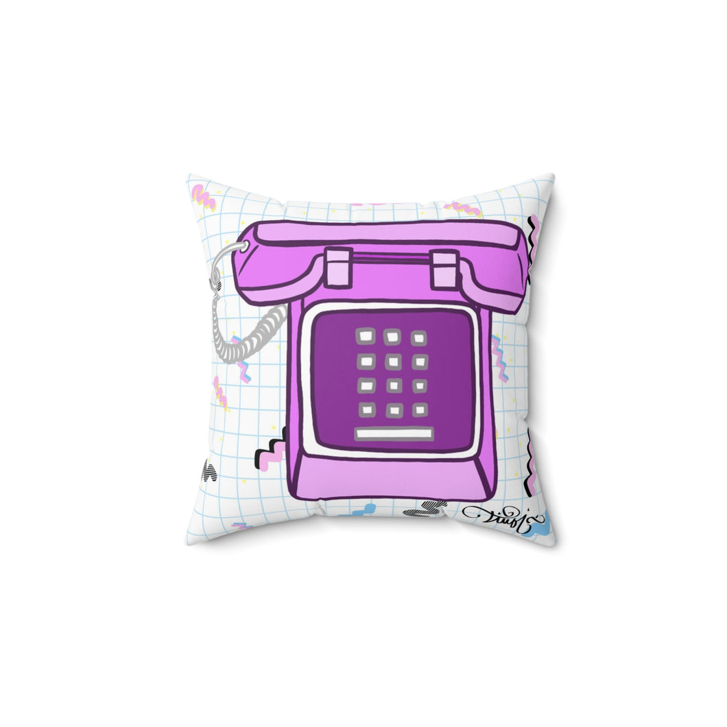 80's Dial Up Phone Spun Polyester Square Pillow