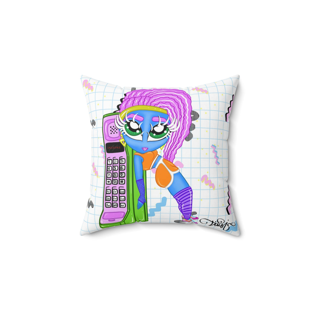 80's Cordless phone BB Spun Polyester Square Pillow