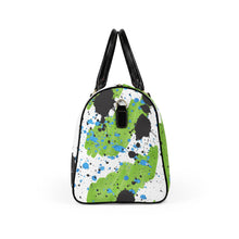 Load image into Gallery viewer, Vegan Leather Travel Bag — Kawaii Goth Tootsie Doll Print Duffel
