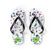 Load image into Gallery viewer, 80&#39;s BBs All Over Print White Flip Flops

