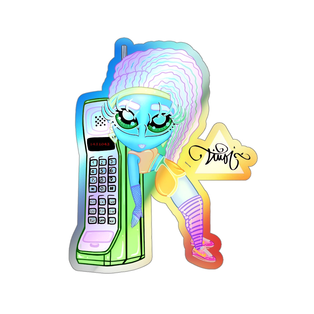 80's Cordless Phone BB Holographic Die-cut Stickers