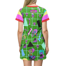 Load image into Gallery viewer, 80&#39;s Cordless Phone BB Green All Over Print T-Shirt Dress
