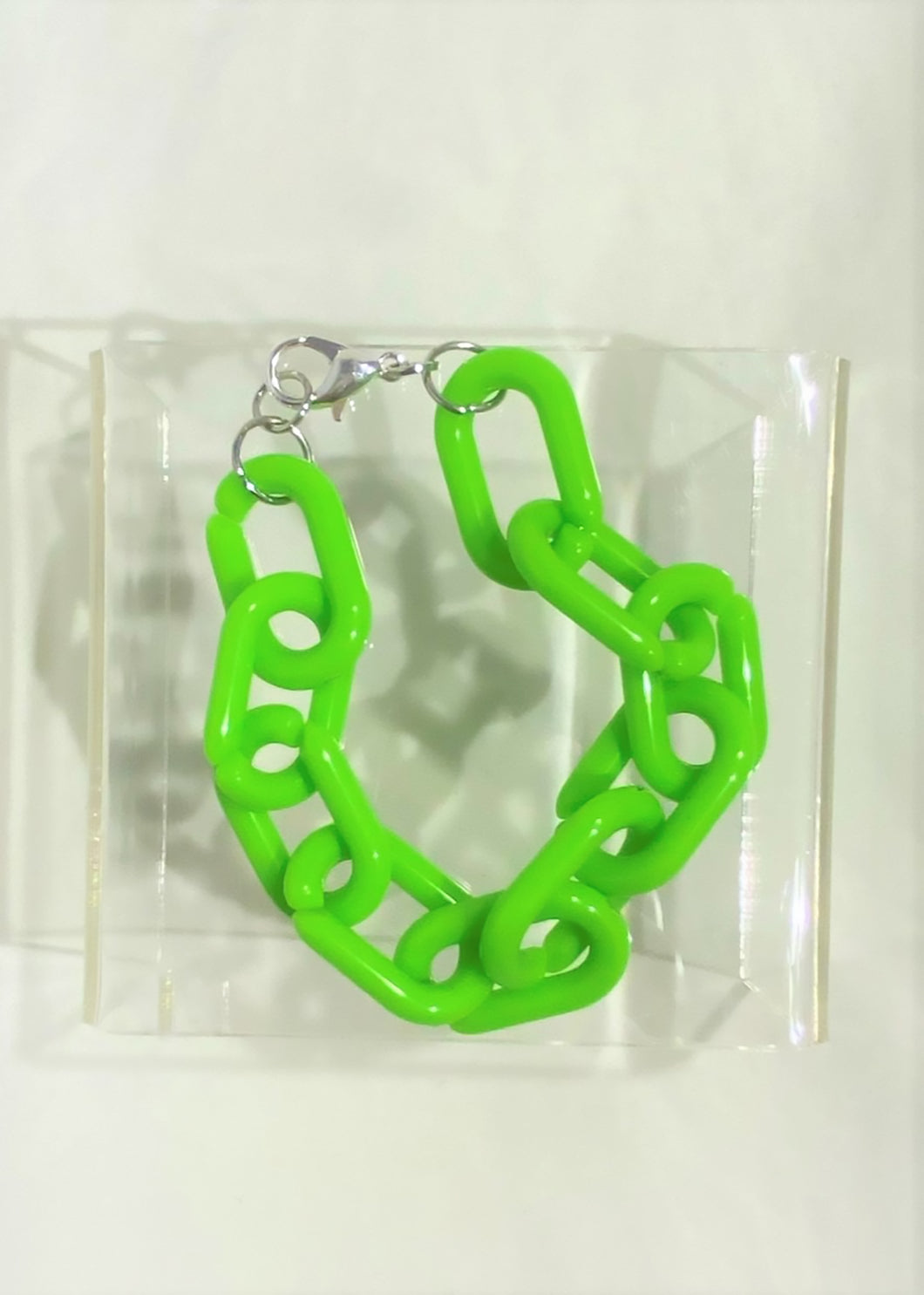 Lime Green Acrylic Chain Bracelet Unisex