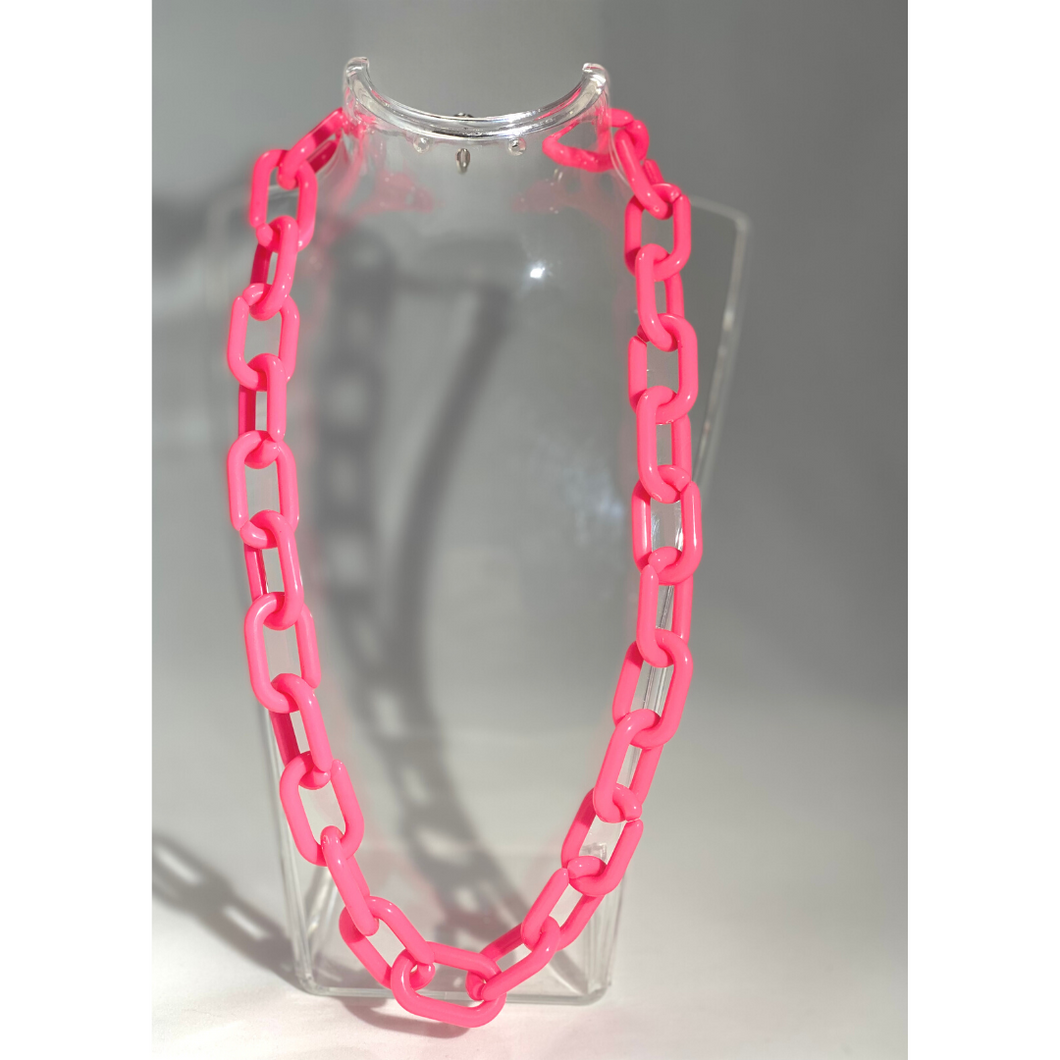 Pink Acrylic Chain Necklace