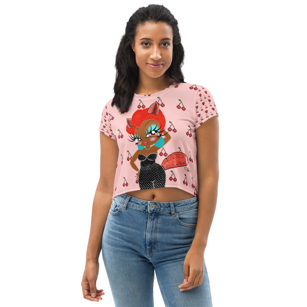 Briana All-Over Print Crop Tee