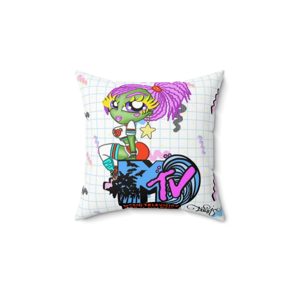 80's MTV BB Spun Polyester Square Pillow