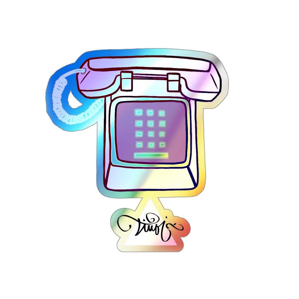 80's Dial Up Phone Holographic Die-cut Stickers